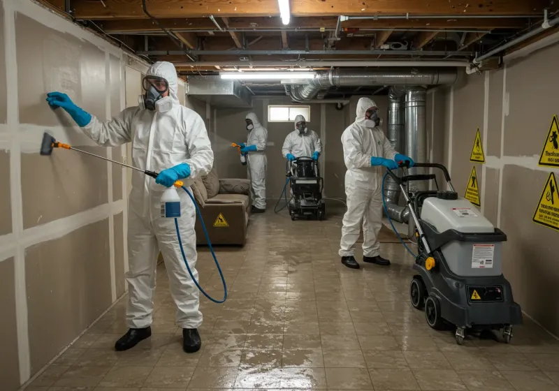 Basement Moisture Removal and Structural Drying process in Falcon Lake Estates, TX